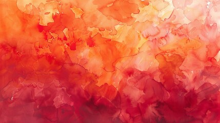 Vibrant abstract watercolor in shades of red and orange