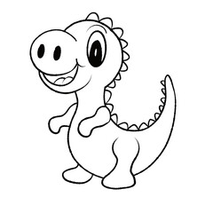 Cute baby dinosaur outline, hand draw, transparent background