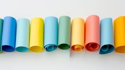 Row of colored paper for art and craft on a white background generative ai