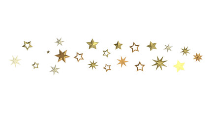 XMAS Banner with golden decoration. Festive border with falling glitter dust and stars.