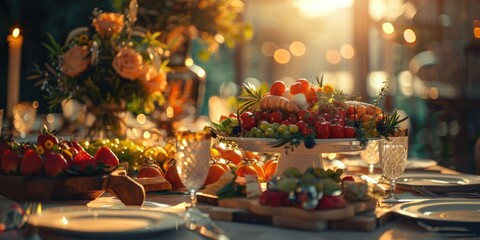 Fototapeta premium Gourmet dining experience with exquisite food display