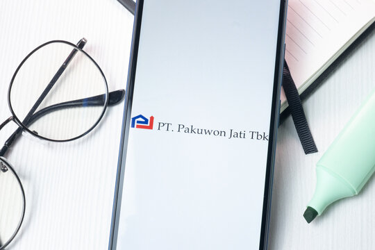 New York, USA - 1 August 2024: Pakuwon Jati Tbk Logo on Phone Screen, Company Icon on Display