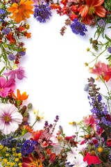 Obraz premium floral blossom frame white background