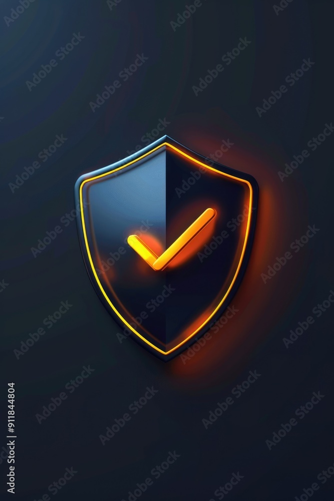 Poster A glows shield with a check mark symbol, often used for approval or validation