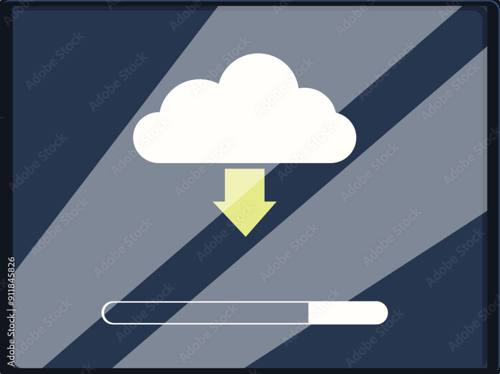 Poster data is downloading from the cloud to a device, showing progress on a progress bar
