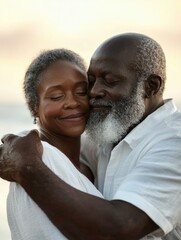 Fototapeta premium A pair of lovers sharing a romantic moment on the shoreline