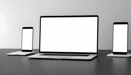 Fototapeta premium phone laptop computer mockup display presentation 1