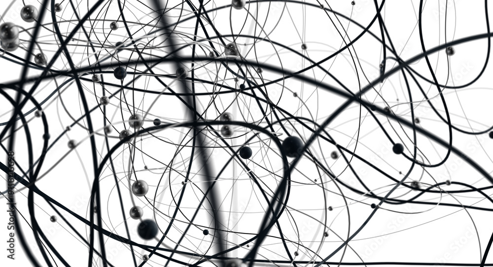 Aufkleber Abstract polygonal space with connecting dots and lines. Dark background. Connection structure. 3d Widescreen