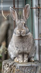 rabbit isolated on metal background