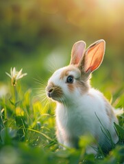 Obraz premium rabbit isolated on spring background
