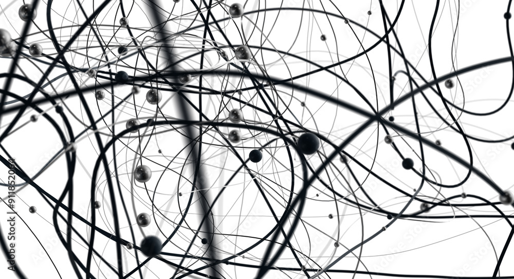 Aufkleber Abstract polygonal space with connecting dots and lines. Dark background. Connection structure. 3d Widescreen
