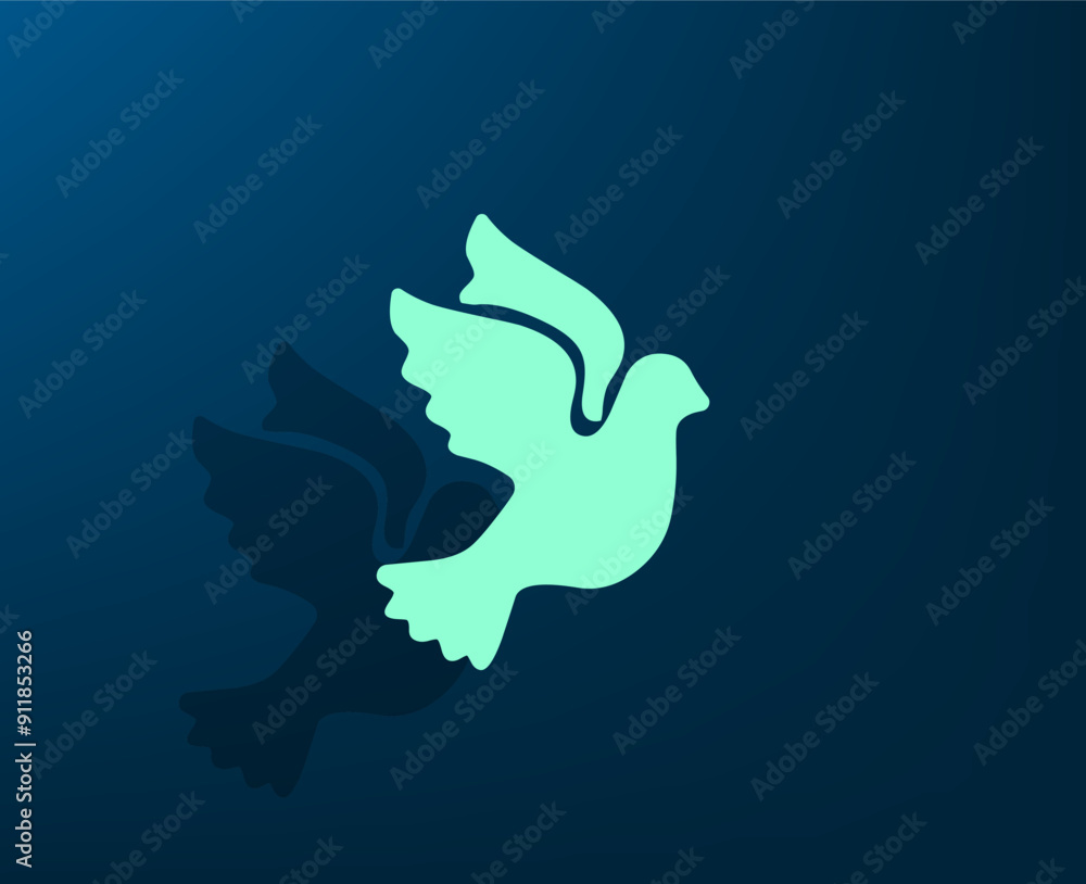 Poster vector dark color icon with shadow on blue background