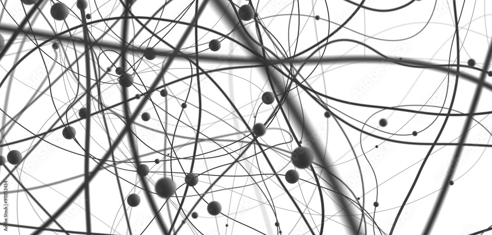 Poster Falling cyber particles. Big data stream. 3d