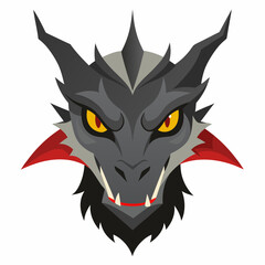 Dragon Face Vector Illustration - Logo Icon, Line Art, Silhouette Clipart Design