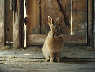 rabbit isolated on wooden background