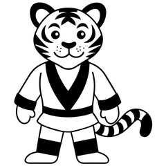 Cute Tiger Karate Cartoon Vector Icon