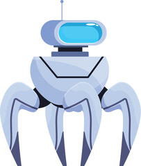 Cartoon illustration of a robot standing on four legs with an antenna on its head