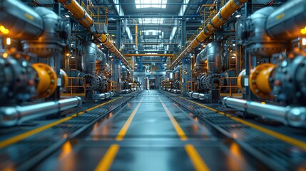 Fototapeta premium Industrial Factory Interior 3D Illustration