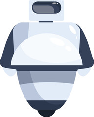 Cartoon style vector illustration of a white robot standing with arms down