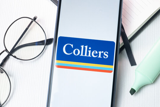 New York, USA - 1 August 2024: Colliers International Logo on Phone Screen, Company Icon on Display