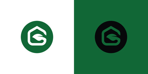 creative green house logo letter G, for business purposes. with a modern concept.