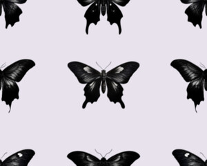 Gothic style seamless pattern with soft edged butterflies . Halloween themed graphic print for clothing, fabric, wallpaper, home decor, wrapping paper