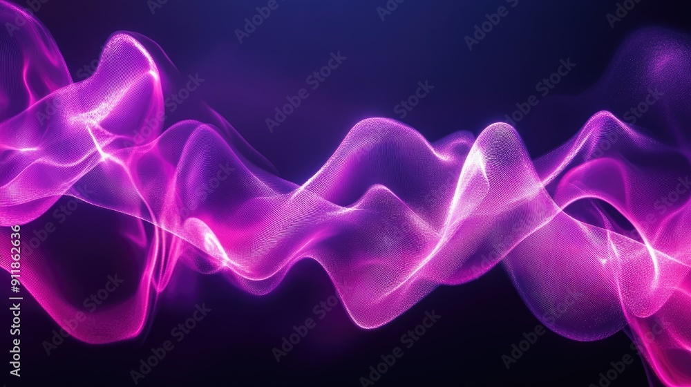 Aufkleber abstract purple background with flowing neon waves, creating a vibrant visual effect.