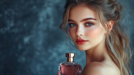 Beautiful Woman Holding Perfume