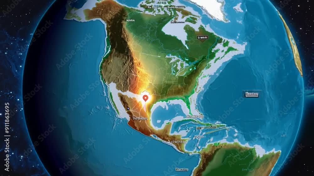 Poster earth view highlighting u.s. state borders and counties from space generative ai
