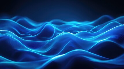 Fototapeta premium Elegant blue neon waves with a soft glow, perfect for a tranquil and stylish background.
