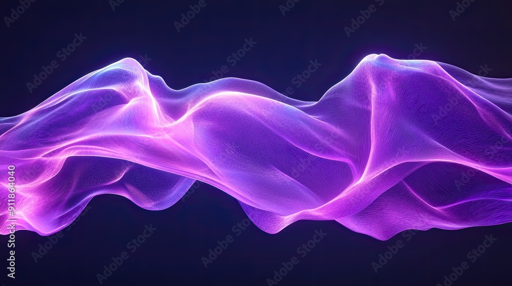 Poster fluid and vibrant purple neon wave, creating a dynamic abstract background.