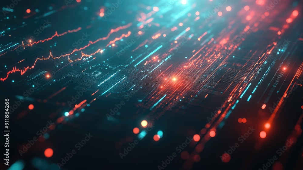 Aufkleber futuristic stock market graph with digital lines and data points, representing financial trends and 