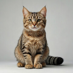 座っている可愛いキジトラ猫