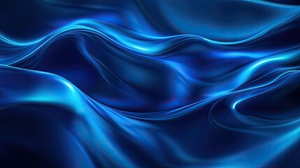 Fototapeta premium Gentle blue neon waves flowing gracefully, forming a soft and elegant background.