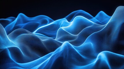 Gentle blue neon waves undulating smoothly, forming an elegant and calming background.