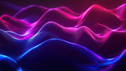 Obraz premium Luminous ultraviolet wave shapes forming a dynamic background with copy space. -
