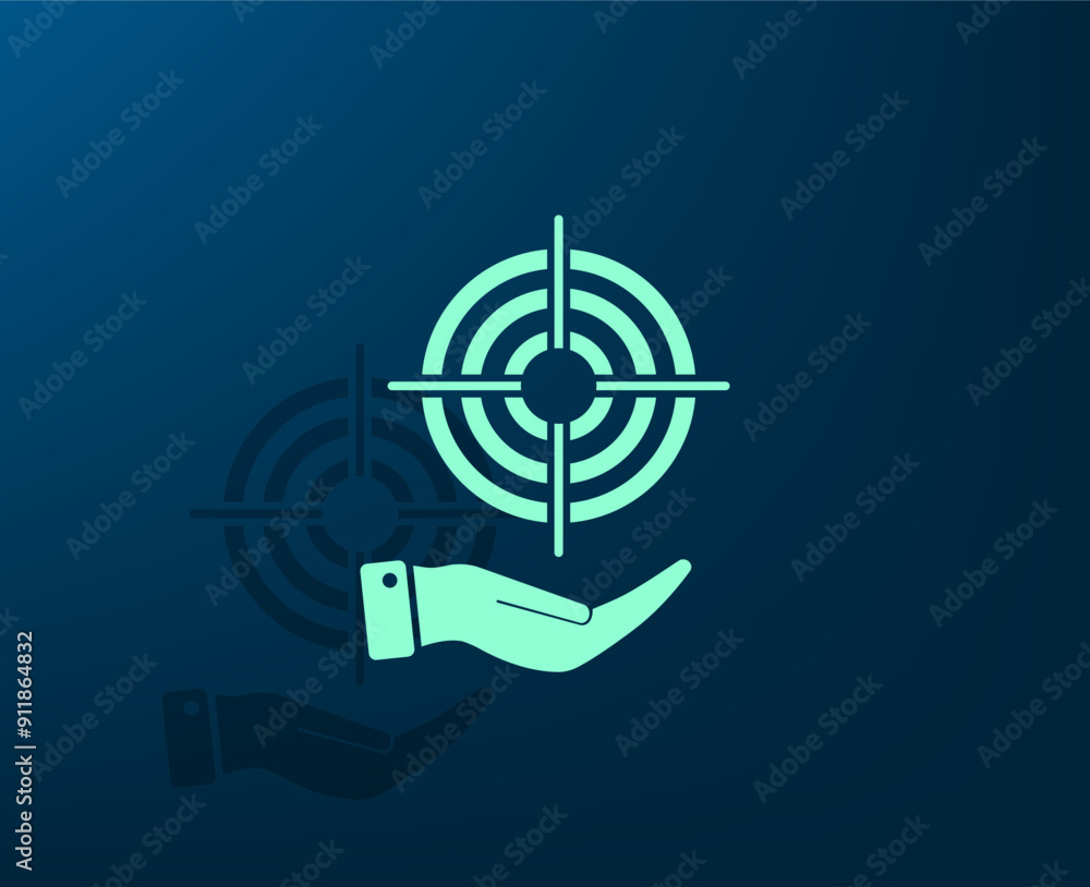 Poster vector dark color icon with shadow on blue background