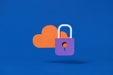 cloud data security concept on blue background