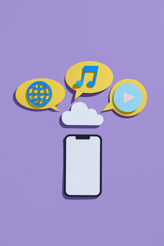 Mobile app development concept on purple background