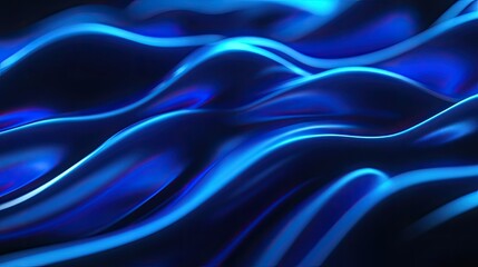 Obraz premium Smooth blue neon waves forming a sophisticated and tranquil background.