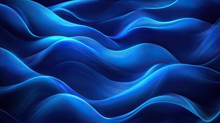 Obraz premium Soft and elegant blue neon waves creating a serene and refined background illustration.
