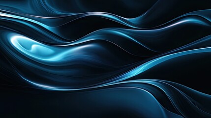 Obraz premium Soft blue neon waves flowing gracefully, creating a sophisticated and tranquil background illustration.
