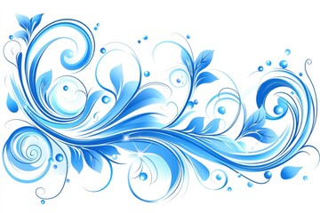 Abstract Blue Floral Swirl Design