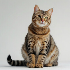 Naklejka premium 座っている可愛いキジトラ猫