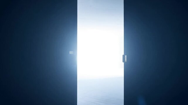 Bright Light Illuminates Empty Room With Open Door Generative AI