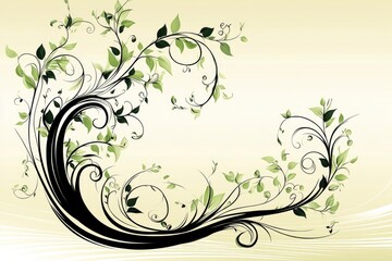 Elegant Floral Design with Swirls and Leaves