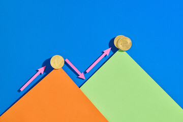 Bitcoin Price Fluctuation On Colorful Graph Background