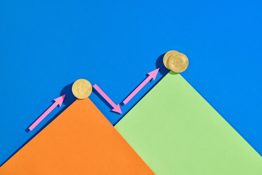 Bitcoin Price Fluctuation On Colorful Graph Background