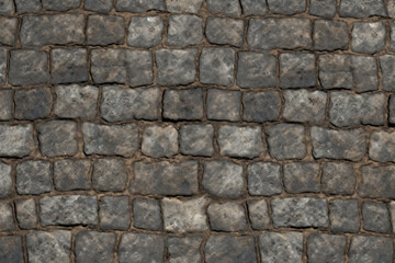 Obraz premium Processed collage of old street pavement surface texture. Background for banner, backdrop
