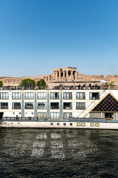Cruise Ship by Kom Ombo Temple, Egypt tourism